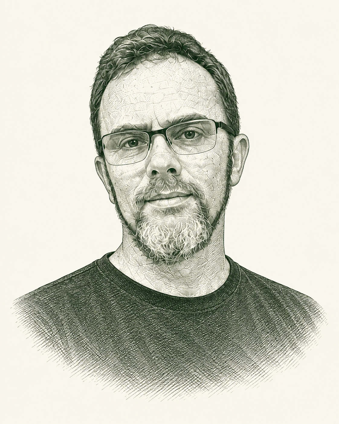 Engraved portrait of Morgan Nunns, based on his photograph